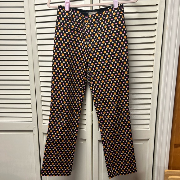 NWOT Maeve Black and Orange Polka Dot Straight Leg Pants - Picture 4 of 5